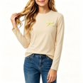 thumbnail image 3 of NORO ARK Girls Crew Neck Long Sleeve Top (3-13) Cute Bow Embroidery Casual Basic Polyester Tee Shirt Khaki Size 3T, 3 of 10