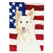 Patriotic USA White Collie House Flag