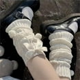 thumbnail image 5 of Jxzom White Leg Warmers with Bow and Fur Balls, Y2K Rib Knit Boot Socks, Harajuku Cutecore Leg Warmers for Women, 5 of 7