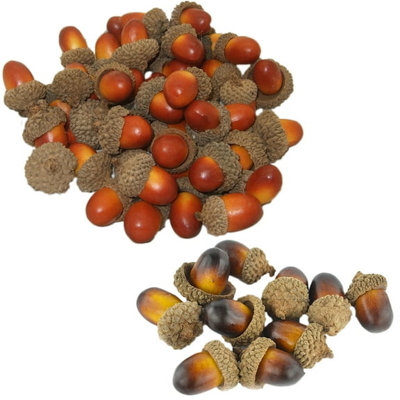 WHAMVOX 100Pcs Mini Acorns For Crafts Artificial Acorn Dark Decoration