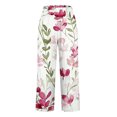 thumbnail image 4 of Leesechin Women's Casual Floral Print Slacks Vintage Elastic Waist Pocket Wide Leg Pants Summer Beach Loose Lounge Trousers, 4 of 5
