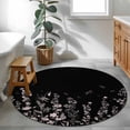 thumbnail image 3 of Black Floral Round Area Rug 3Ft Washable Small Circle Rugs for Kitchen Entryway, Elegant Pastoral Flowers Farmhouse Non-Slip Carpet Floor Mats Indoor Outdoor Carpet Runner Aesthetic Home Decor, 3 of 8