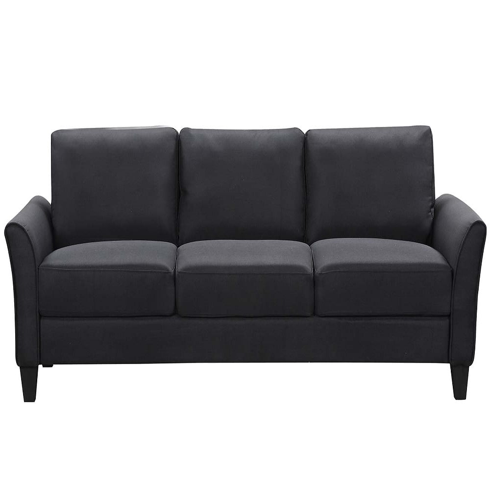 Kepooman Mid-Century Modern Curved Arm Loveseat Sofa & 3-seat Sofa for Living Room, 72.4”W x 29”D x 33”H, Black Kepooman Mid-Century Modern Curved Arm Loveseat Sofa & 3-seat Sofa for Living Room, 72.4”W x 29”D x 33”H, Black