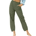 thumbnail image 1 of Timegard Lounge Pants for Women Elastic Waist Tapered Leg Solid Color Lightweight Pants with Pockets, 1 of 5