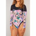 thumbnail image 3 of Palm Paradise Long Slv Bodysuit Black Multi / M, 3 of 4