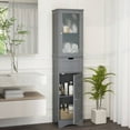 thumbnail image 5 of Costway Bathroom Floor Cabinet with Adjustable Shelves Glass Door Cabinet Deep Drawer, 5 of 9