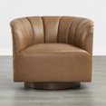 thumbnail image 4 of CHITA Mid Century Modern Swivel Accent Chair, Top Grain Leather, Solid Wood Frame, Saddle, Single, 4 of 15