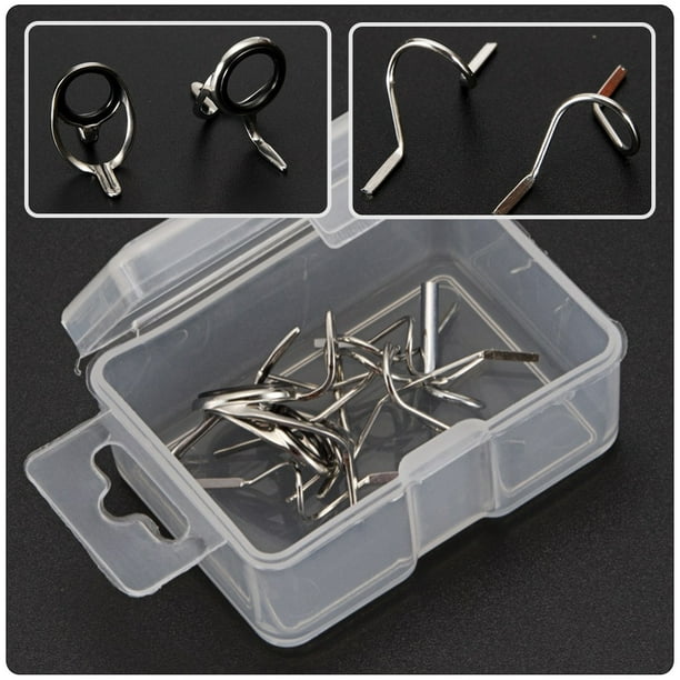11Pcs Fly Fishing Rod Guide Tip Repair Kit Set DIY Eye Rings Different Size  Stainless Steel Frames Fly Rod Guide Set