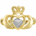 thumbnail image 6 of 10K Yellow With Rhodium & Claddagh Ring (Size 6) Made In United States 10c1270, 6 of 6
