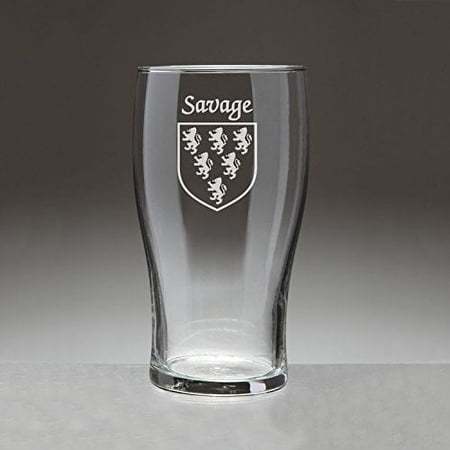Savage Irish Coat of Arms Tavern Glasses - Set of 4 (Sand Etched)