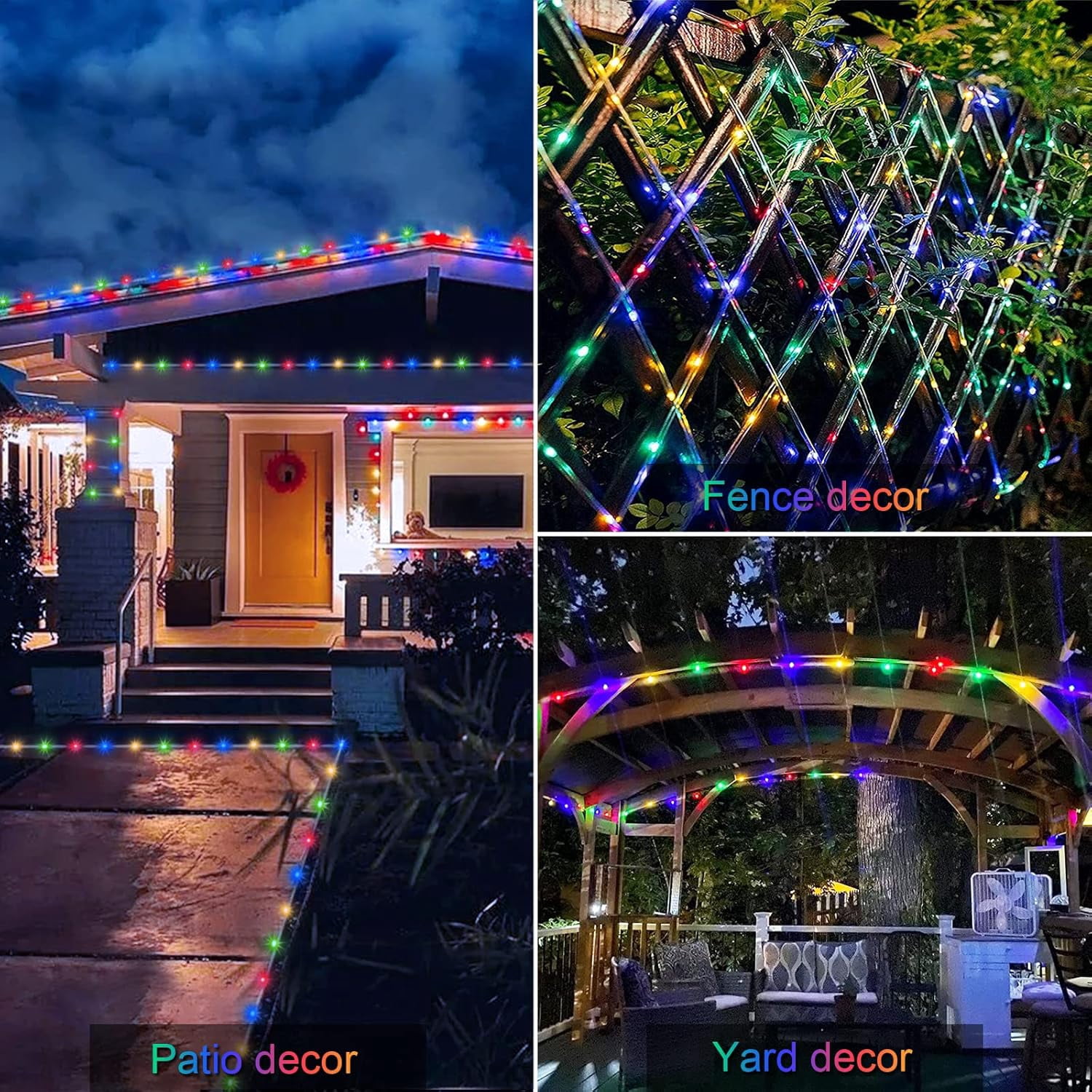 PandaTop 2 Pack Solar Rope Lights, 39 ft 100 LED Solar String Lights Outdoor Waterproof, 8 Modes Solar Christmas Lights Outdoor for Garden Pool Patio Porch Tree Party Wedding Christmas(Multicolor)