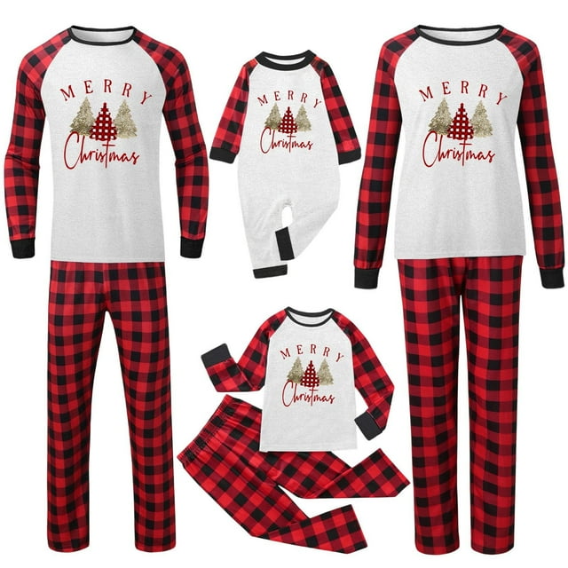 Pyjamas de Noël Assortis pour la Famille Pyjamas Ensemble de Noël pour la Famille à Carreaux Assortis Pâques Pyjama à Carreaux Gramme pour l'Hiver Chaud et Douillet Rouge TG