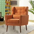thumbnail image 2 of Modern Accent Living Room Chairs Comfy Chenille Fabric Upholstered Foam Filled Mid Century Arm Chairs for Living Room, Reading Room, Bedroom,Orange, 2 of 9