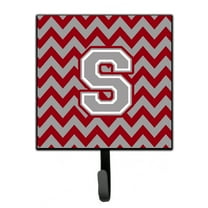 Letter S Chevron Crimson and Grey   Leash or Key Holder