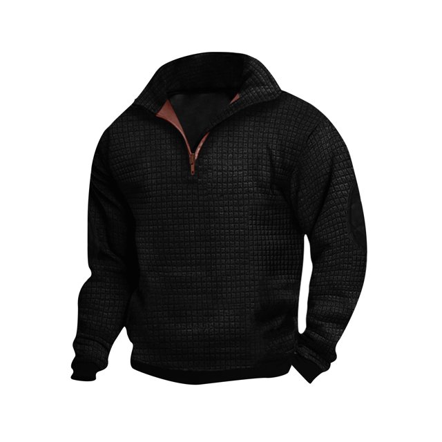 pstuiky camisa de manga larga para hombre, Camisa/Top de manga larga con cuello alto, holgada, con cremallera y cuello alto para hombre tops de invierno para hombre s