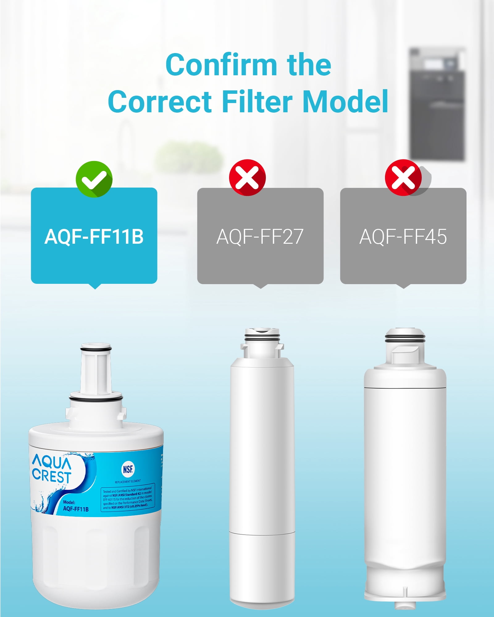 AQUA CREST AQF-FF1B Refrigerator Water Filter, Replacement for Samsung® DA29-00003G, DA29-00003B, DA29-00003A, Aqua-Pure Plus, HAFCU1, RFG237AARS, FMS-1, RS22HDHPNSR, RSG257AARS, WSS-1 (Pack of 4)