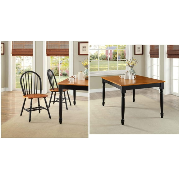 Better Homes & Gardens Autumn Lane 7-Piece Wood Veneer Classic Stained Dining Set, Black/Oak