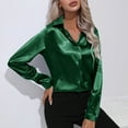 thumbnail image 5 of RYDCOT Womens Button Down Satin Shirt Long Sleeve V-Neck Solid Color Dress Shirts Work Business Casual Ladies Tops and Blouses Sale, 5 of 7