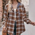 thumbnail image 1 of Hot6sl Women's Fashion Loose Plaid Printed Hooded Jacket, 1 of 5
