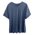 thumbnail image 6 of Womens Shirts Blouse Women's Oversized Monochromatic Quarter Sleeved V-neck Sports Shirt Casual Loose Pullover T-shirt Top, 6 of 7