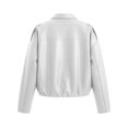thumbnail image 5 of Iyufng Faux Leather Cropped Jackets for Women Collared Long Sleeve Full Zip Loose Casual Short Outerwear, 5 of 7