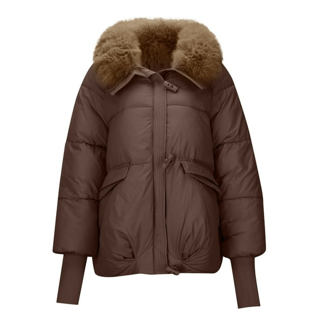 Bomber Jacket Women,Winter Padded Jacket With Removable Collar Down Padded Padded Jacket Thickened For Women
