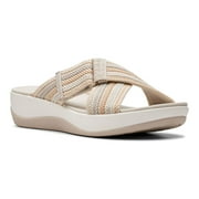 Clarks® Cloudsteppers Arla Wave Women's Slide Sandals Color: Beige Combi Size: 7