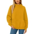 thumbnail image 4 of Mock Neck Sweatshirt Women No Hood Turtleneck Tops Casual Oversized Y2K Long Sleeve Pullover Sweatshirts With Pockets Yellow 2XL, 4 of 7