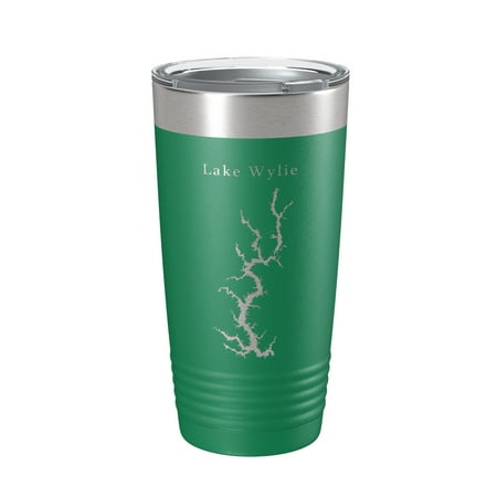 

Lake Wylie Map Tumbler Travel Mug Insulated Laser Engraved Coffee Cup Charlotte North South Carolina 20 oz Green