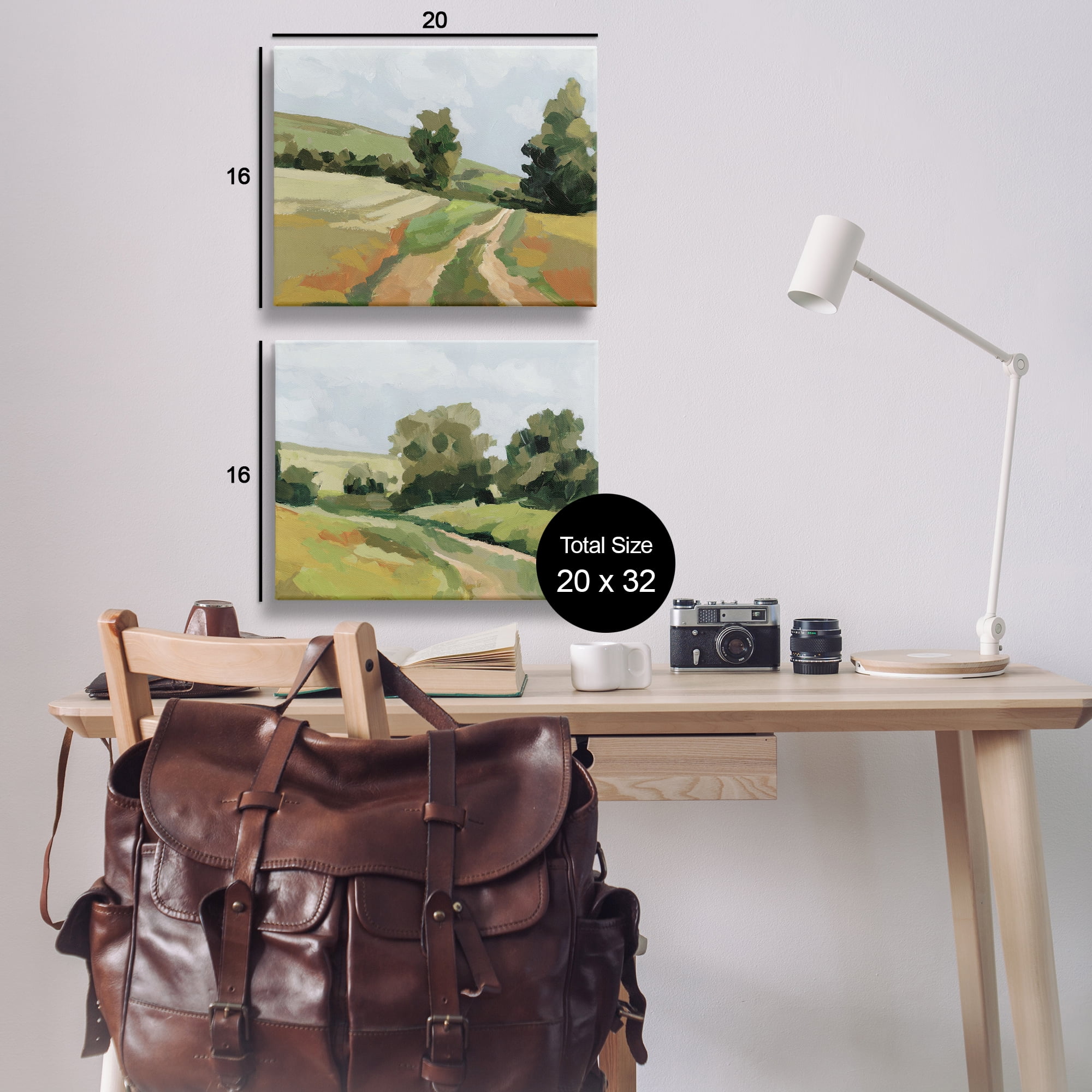 Stupell Industries Abstract Country Road Landscape Landscape & Nature Painting Wrapped Canvas Art Print Wall Art, 20 x 16, Set of 2