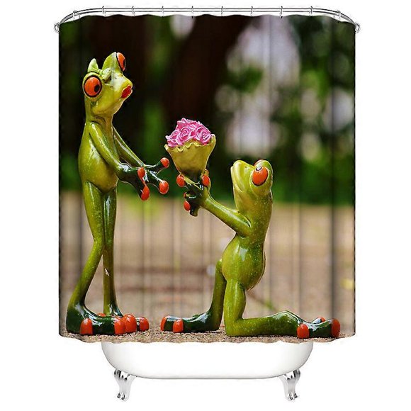 Animals Shower Curtain 150*180cmLove, Frog Shower Curtain Waterproof Polyester Shower Curtain with 12 Hooks for Christmas Decoration, Bathroom Curtain