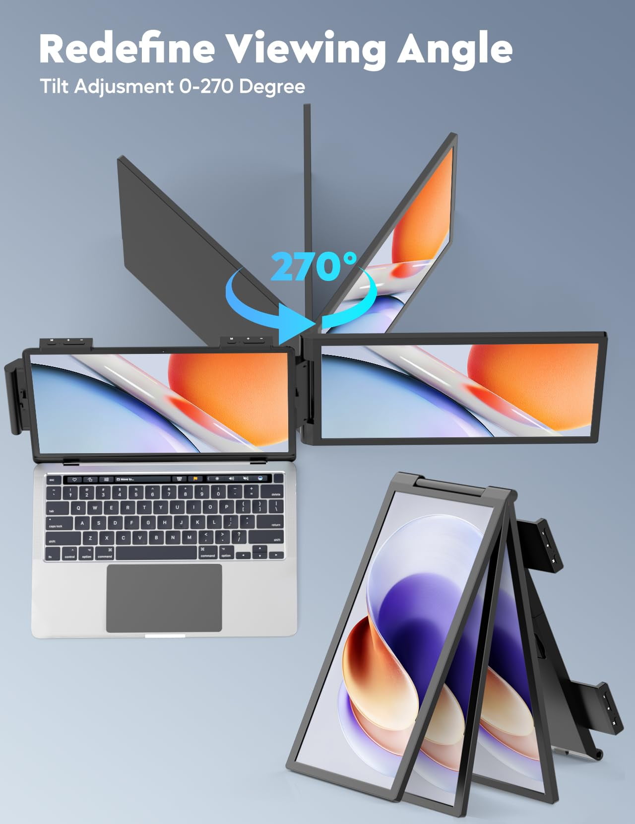 Laptop Screen Extender, 14" FHD 1080P IPS Laptop Monitor Extender Dual Screen, Portable Monitor for Laptops 13-17" with USB-C/HDMI Port, Plug n Play for Windows/Mac/Android/Switch/PS5 - SZORZY