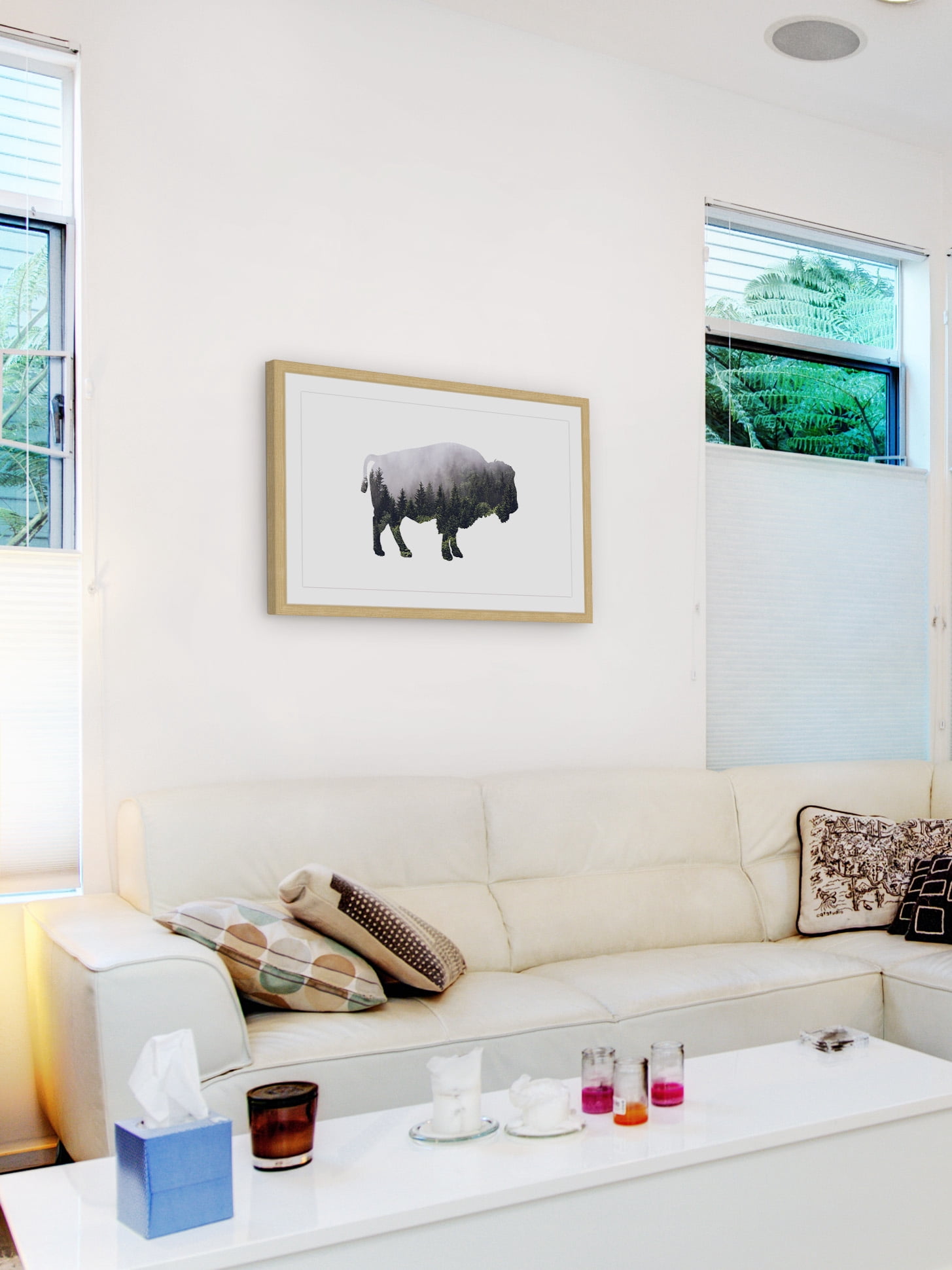 "Bison Forest" Framed Painting Print