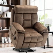 26 Inch Wide Seat Recliner Chair for Adults and Elderly, UHOMEPRO Oversized Power Lift Recliner Chair with Heat and Massage, Overstuffed Headrest, 350 lb Capacity, Brown