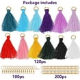 thumbnail image 2 of 120 Pieces DIY Tassels Multicolored Mini Tassels Charm with 100 Pieces Gold Plated Earring Hooks and 200 Jump Rings for Earring Jewelry Making DIY Craft Accessory, 2 of 7
