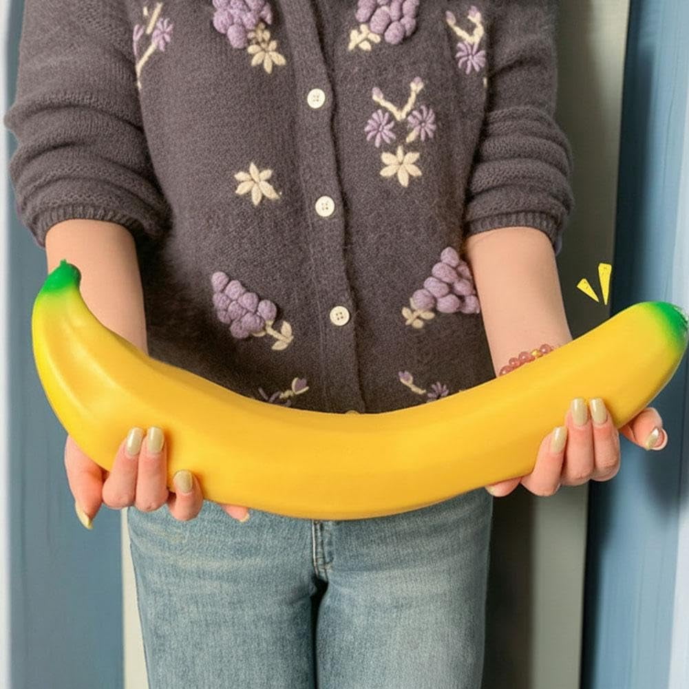 Giant Banana Stress Ball 17.7 Inch, Slow Rising Squeeze Ball for Adults, Soft Foam Desk Accessory for Anxiety Relief, Work School Travel(RL 1 PC)