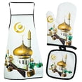 thumbnail image 4 of Up to 60% OFF,Thick Baking Oven Gloves, Insulated Apron Set, Heat Resistant, Durable Material, For Kitchen, Home Baking, High Temp Protection, Professional Cooking Gear | 100%Polyester, Multicolor, 4 of 7
