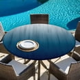 thumbnail image 6 of Navy Blue Ombre Round Tablecloth, Fitted Table Cover with Elastic for 55"-60" Round Tables, Contemporary Gradient Abstract Art Table Cloth Outdoor Indoor Dinning Party Waterproof Tablecloths, 6 of 7