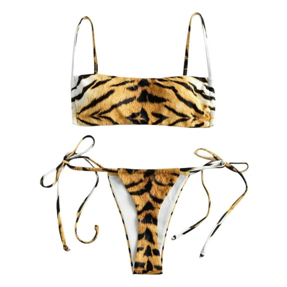 Elainilye Fashion Bikini Sets for Women Leopard Print High Waist Two Piece Bikini Swimwear Swimsuit Beachwear,Yellow