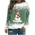 thumbnail image 2 of Rbaofujie Chandails d'Automne pour Femmes Noël Mode Décontractée Imprimé Col Rond Manches Longues Amples Blouse Chandails en Molleton Verts Chandails à Capuchon pour Femmes, 2 of 3