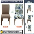thumbnail image 4 of Amhlg White Chair Covers for Dining Room 6 Pack, Stretch Floral Dining Chair Cover, Washable Spandex Kitchen Parsons Chair Slipcovers, Seat Protector for Home or Party (Set of 6, FLORAL3), 4 of 6