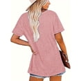 thumbnail image 3 of MORTTIC Women's Dandelion Print V-Neck T-Shirt Casual Short Sleeve Summer Top Stylish & Comfortable Everyday Wear, 3 of 5