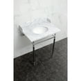 thumbnail image 2 of Kingston Brass LMS3022M81 Habsburg 30" Carrara Marble Console Sink with Brass Legs (8-Inch, 3-Hole), Carrara Marble White/Polished Chrome, 2 of 6
