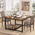 thumbnail image 4 of Tribesigns Computer Desk, 47 x 47 inch Extra Large Vintage Two Person Desk Double Workstation Office Desk Writing Study Desk for Home Office (Rustic Brown), 4 of 7