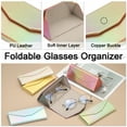 thumbnail image 3 of Estuche de gafas plegable Uxcell, 2 piezas organizador de gafas de sol magnético triangular de cuero PU duro, naranja degradado, 3 of 5