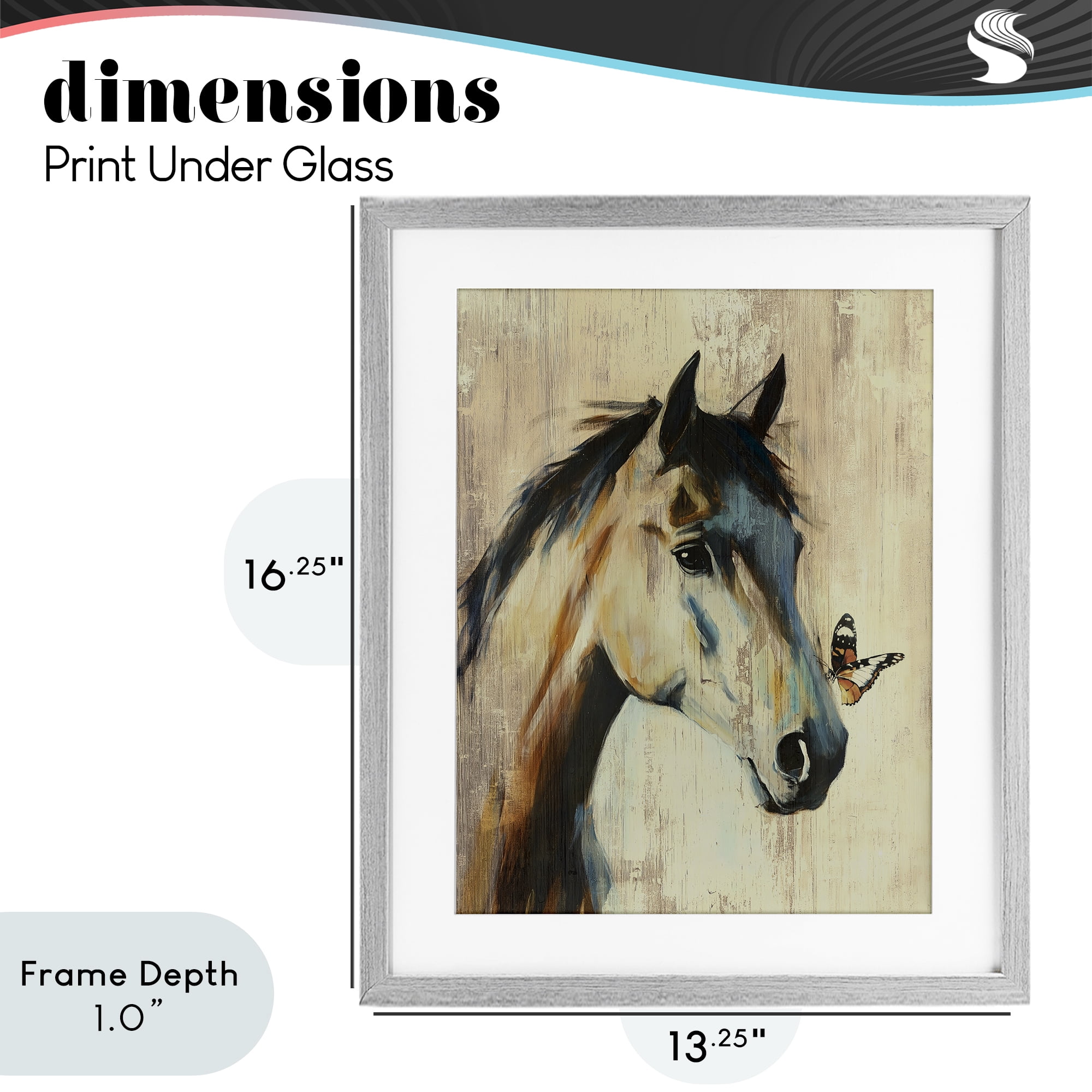 Stupell Industries Tiny Magic Horse & Butterfly Gray Framed Print Under Glass, design by Svetlana Aleynikova