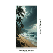 LUUFILx Vibrant Tropical Beach Themed Banner with Palm Trees Airplane Clouds and Waves Beach Party Decorations Backdrop for Summer Events Vacation Celebrations Photo Props
