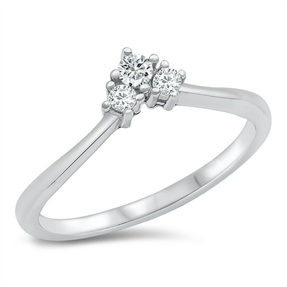 All in Stock Clear Cubic Zirconia Geometric Heart Ring 925 Sterling Silver Size 10