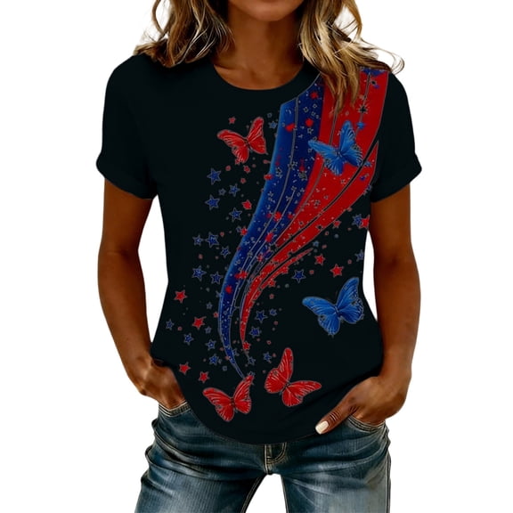 MEICHEN Women's 250Th Anniversary Print Crew Neck T Shirt 250Th Anniversary Tshirt Patriotic Tee