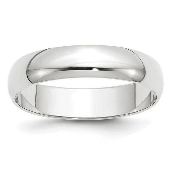 14k White Gold 5mm Lightweight Half Round Wedding Band Size 6.5 WHRL050
